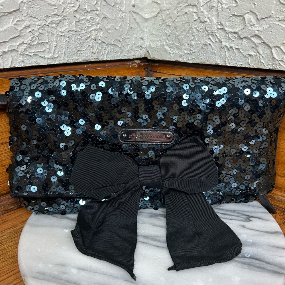 *SOLD*Juicy Couture | Sequined Faux Velvet Convertible Bowed Clutch - Picture 1 of 15